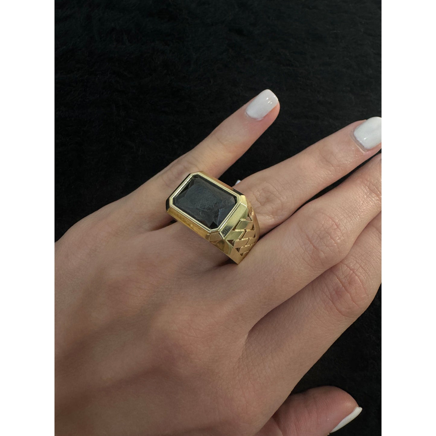 10K Black Stone Ring