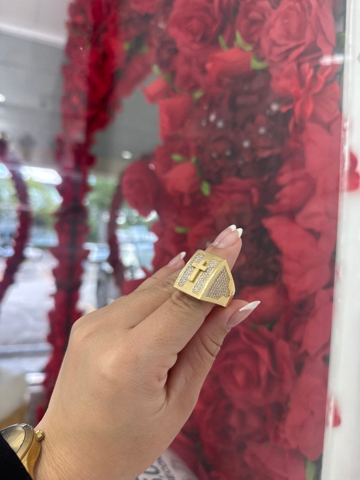 14k cross ring