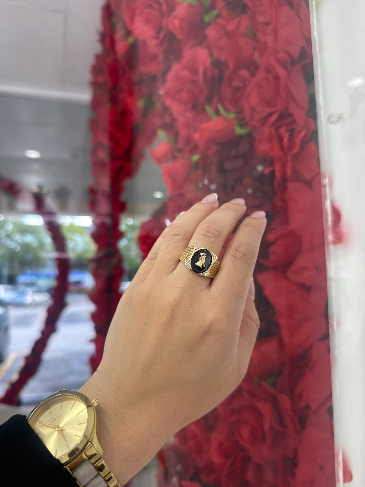 14k Santa muerte ring
