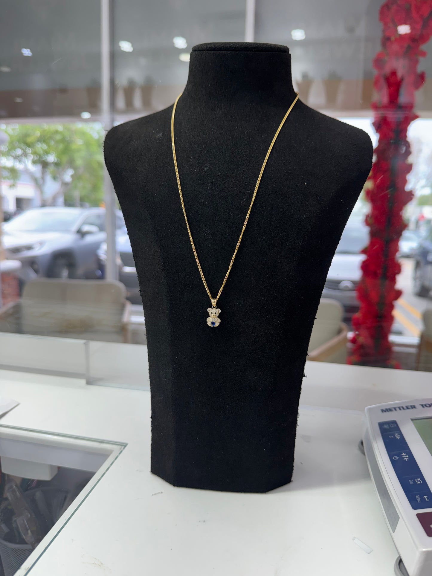 10K Blue Bear Pendant + Chain