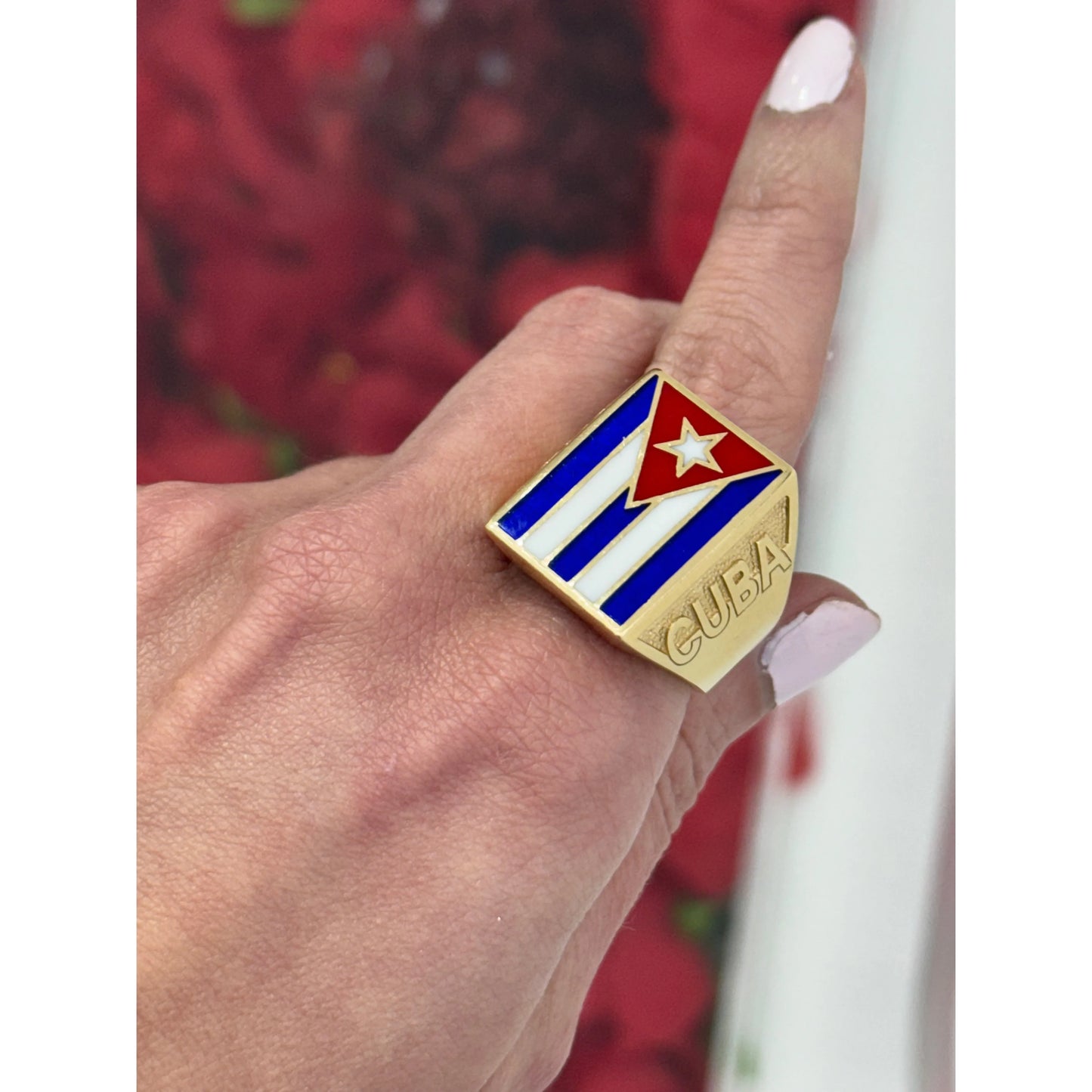 14K Cuban Flag Ring