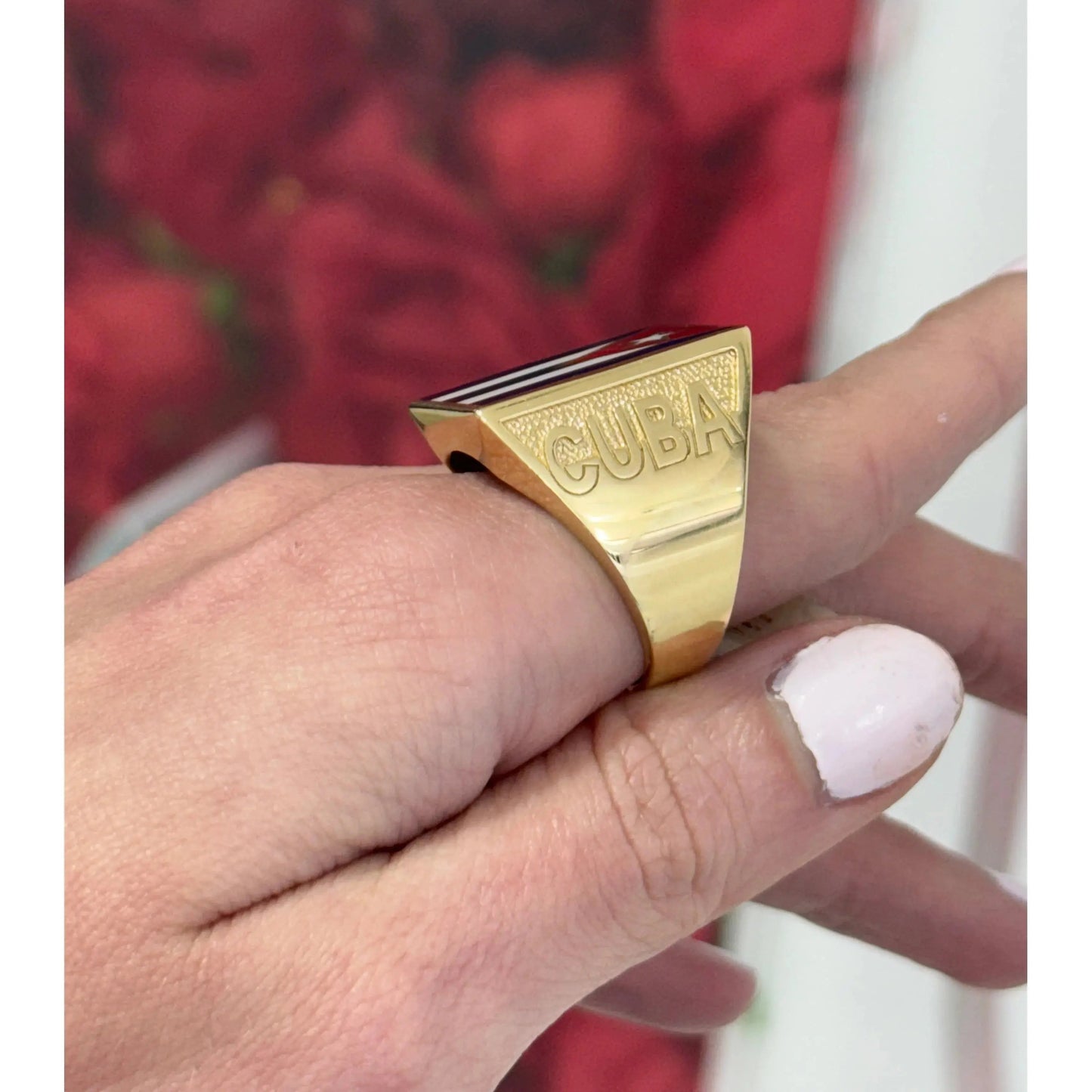 14K Cuban Flag Ring Miami Jewelry