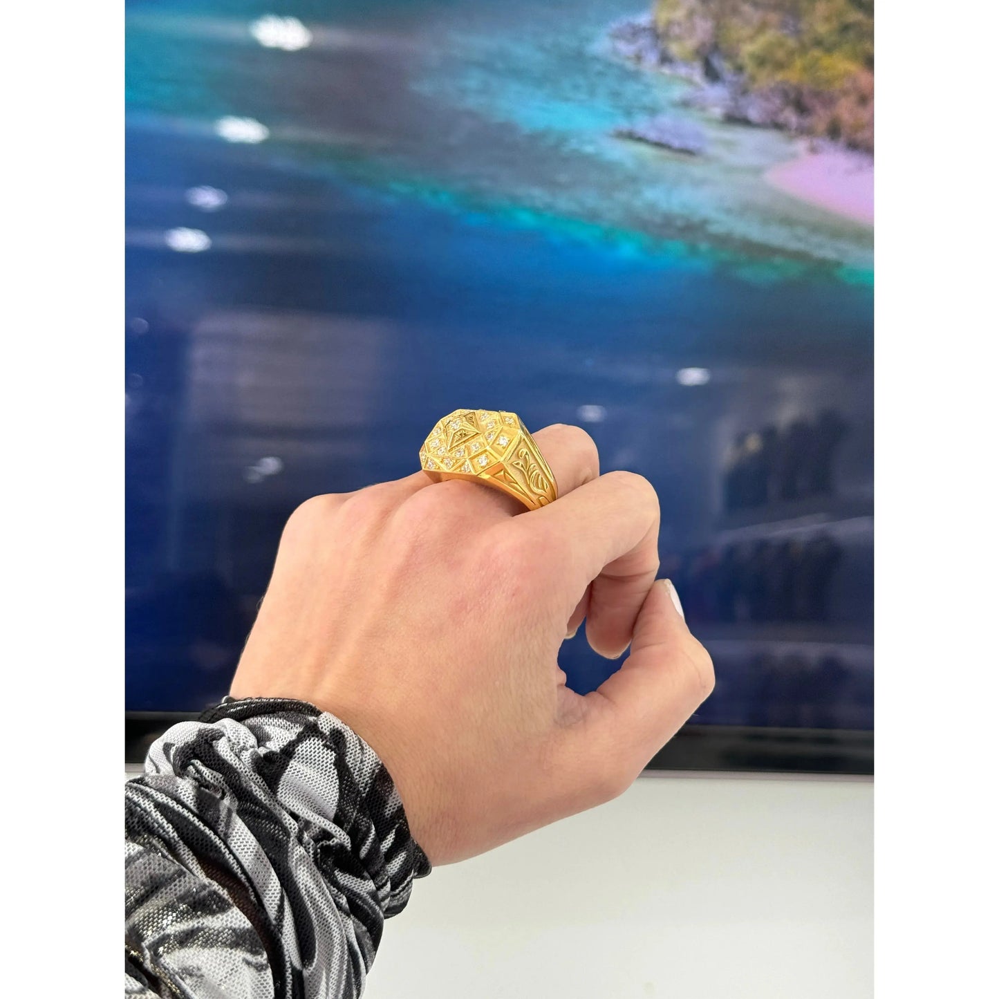 10K Square Ring Miami Jewelry