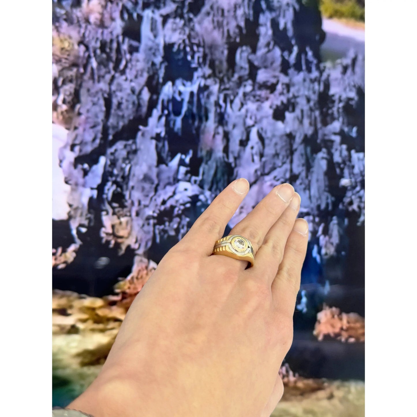 10K White Stone Ring Miami Jewelry