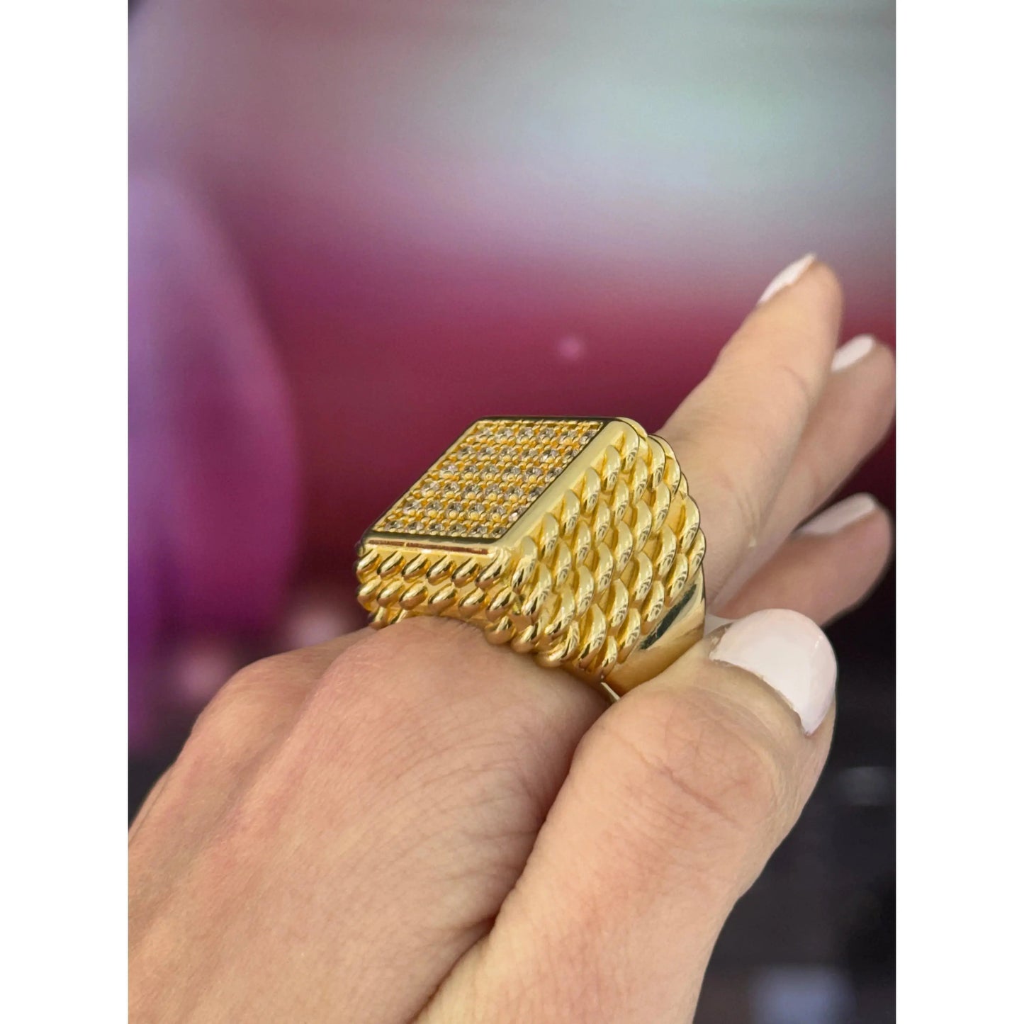 10K Square Ring Miami Jewelry