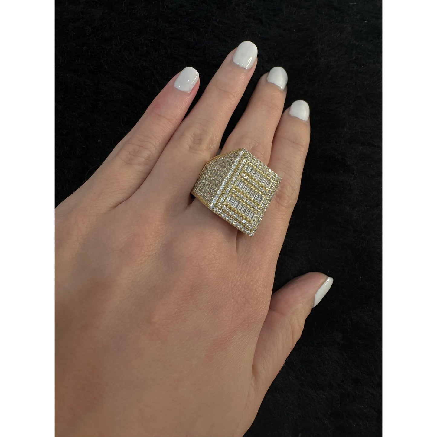 14K White Stone Ring