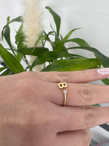 14K B Initial Ring