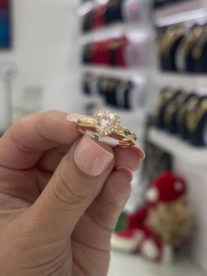 10K White Heart Ring - Miami Jewelry