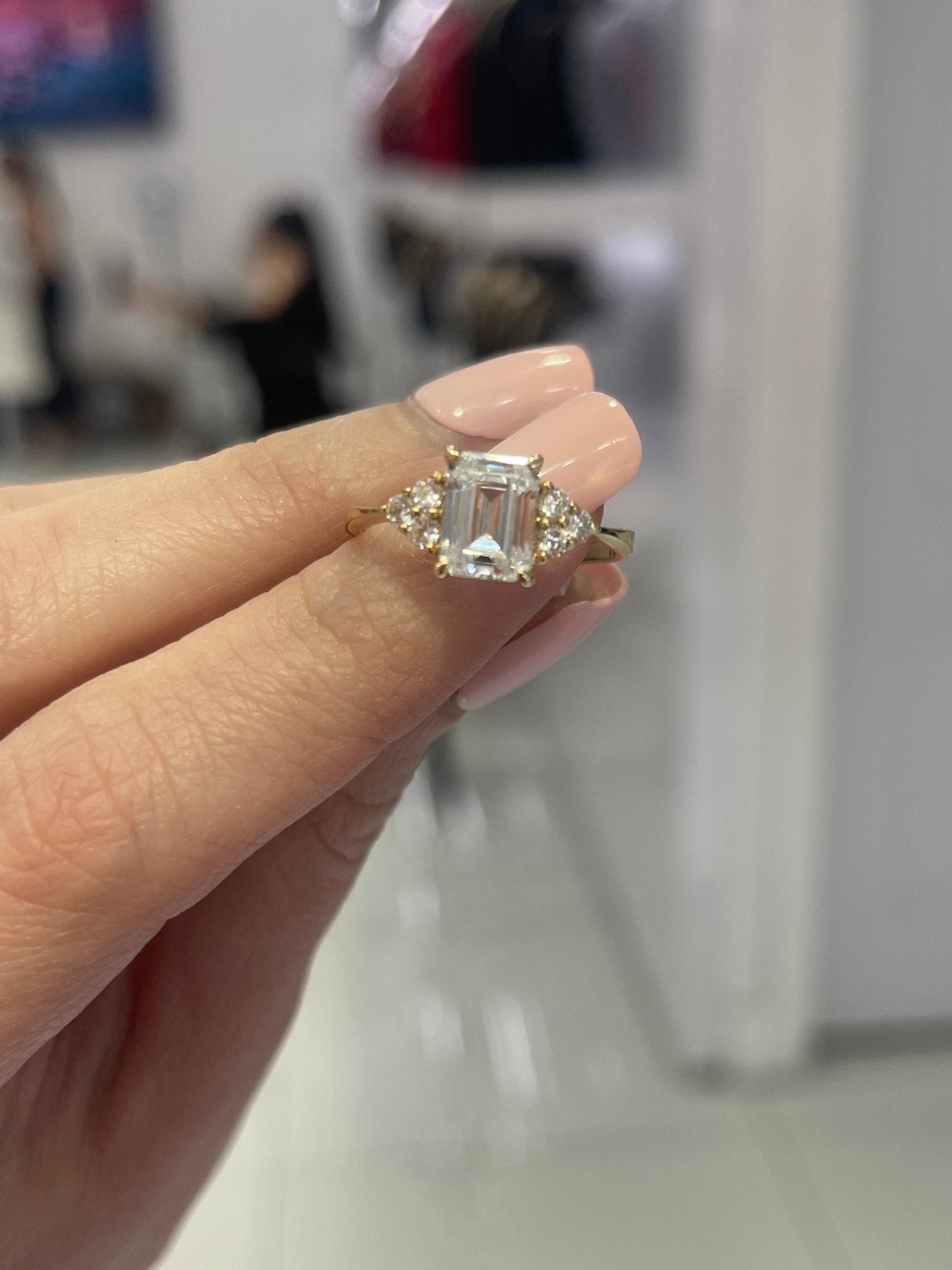 10K White Square Ring - Miami Jewelry