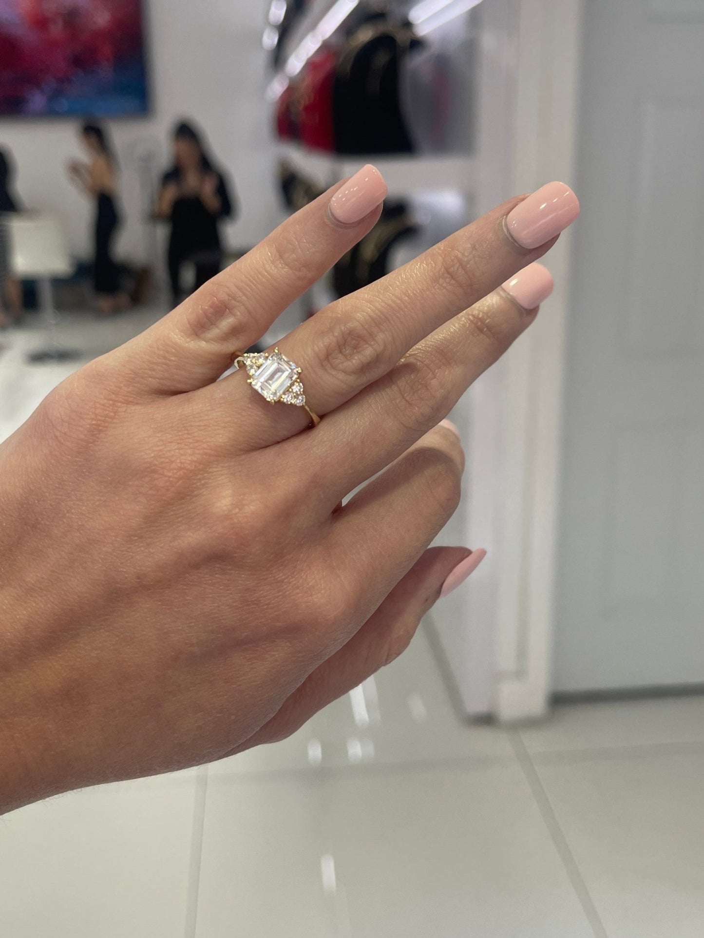 10K White Square Ring - Miami Jewelry