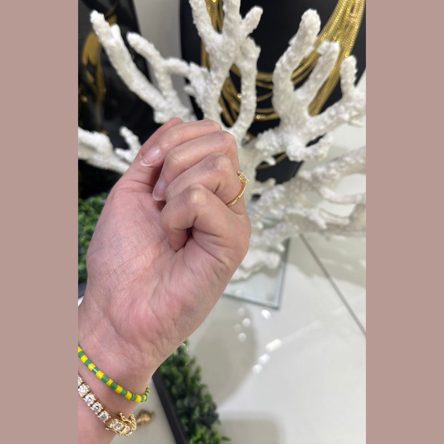 10K White Stone Ring - Miami Jewelry