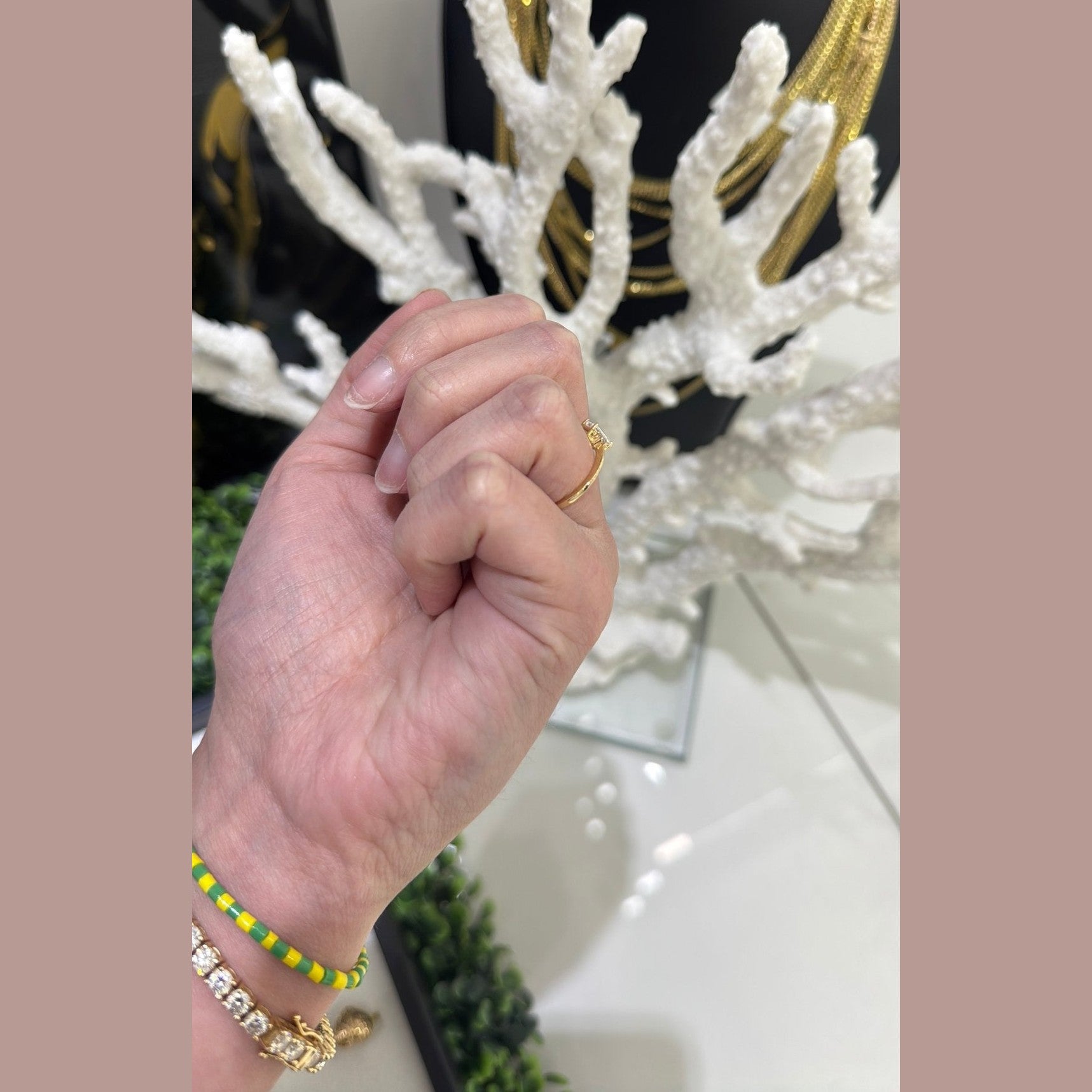 10K White Stone Ring - Miami Jewelry