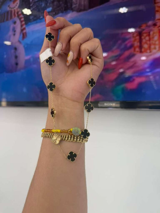 14K Black Flower Necklace - Miami Jewelry