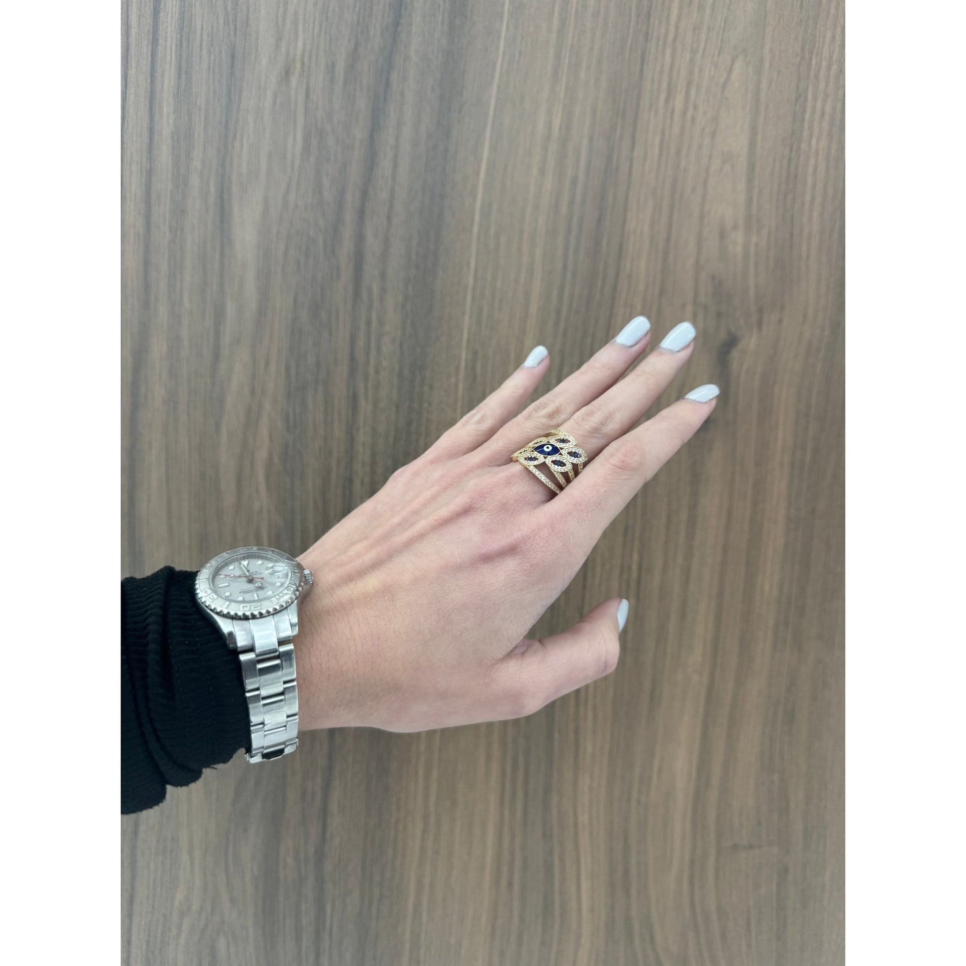 14K Evil Eye Ring - Miami Jewelry