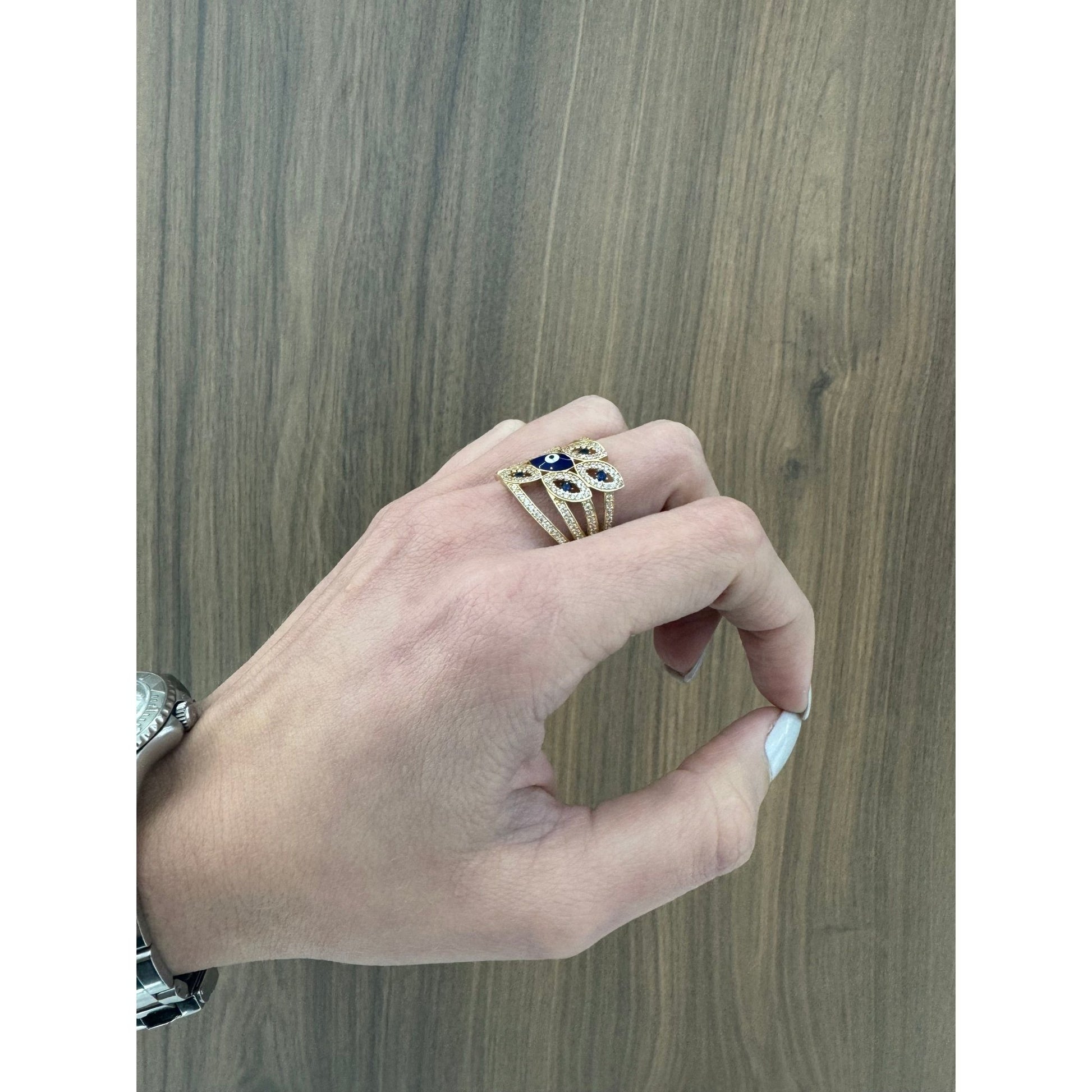 14K Evil Eye Ring - Miami Jewelry