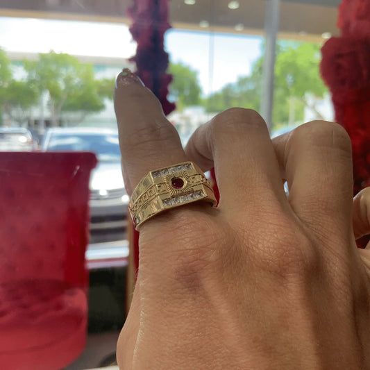 14K Red Stone Ring - Miami Jewelry