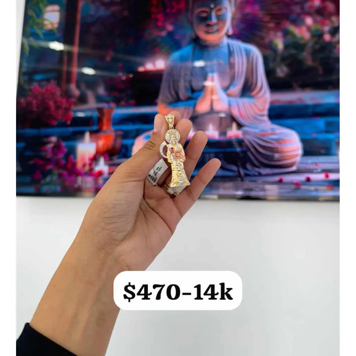14K Santa Muerte Charm - Miami Jewelry