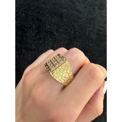 14K Square with rose gold detail Ring - Miami Jewelry