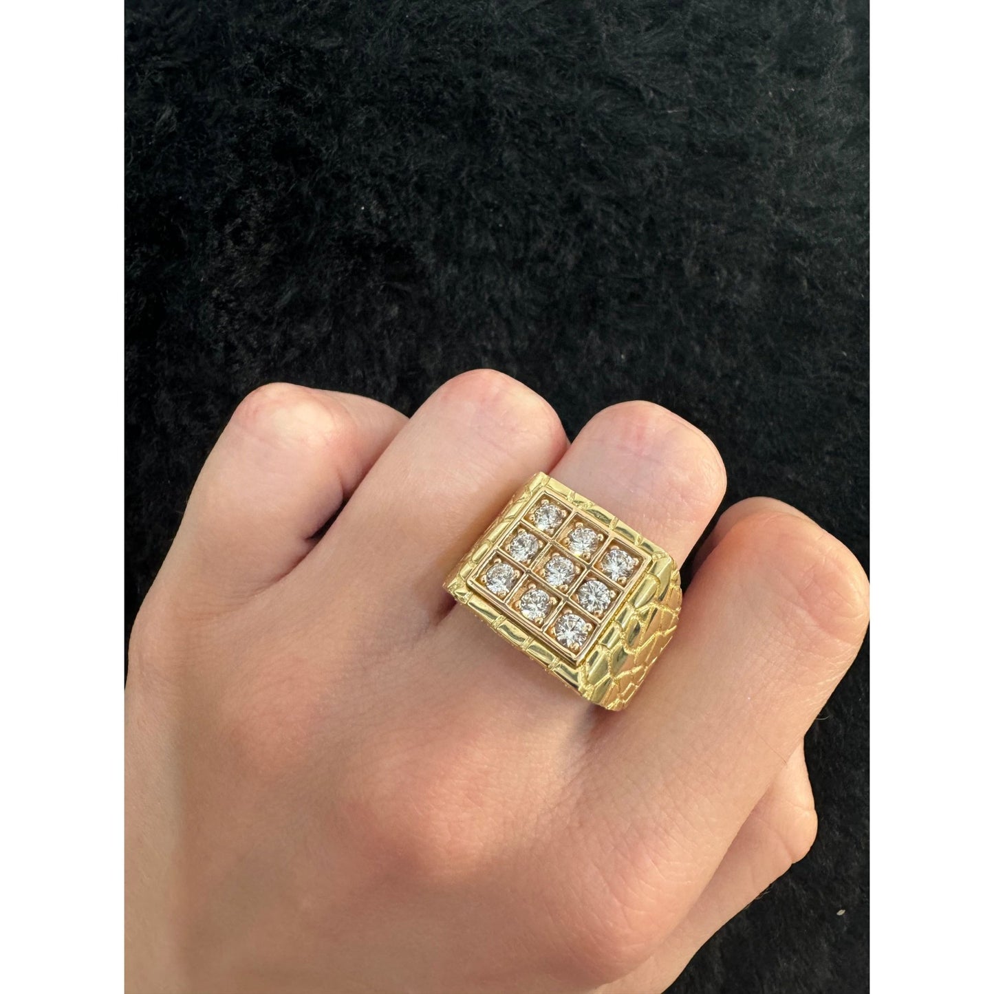 14K Square with rose gold detail Ring - Miami Jewelry