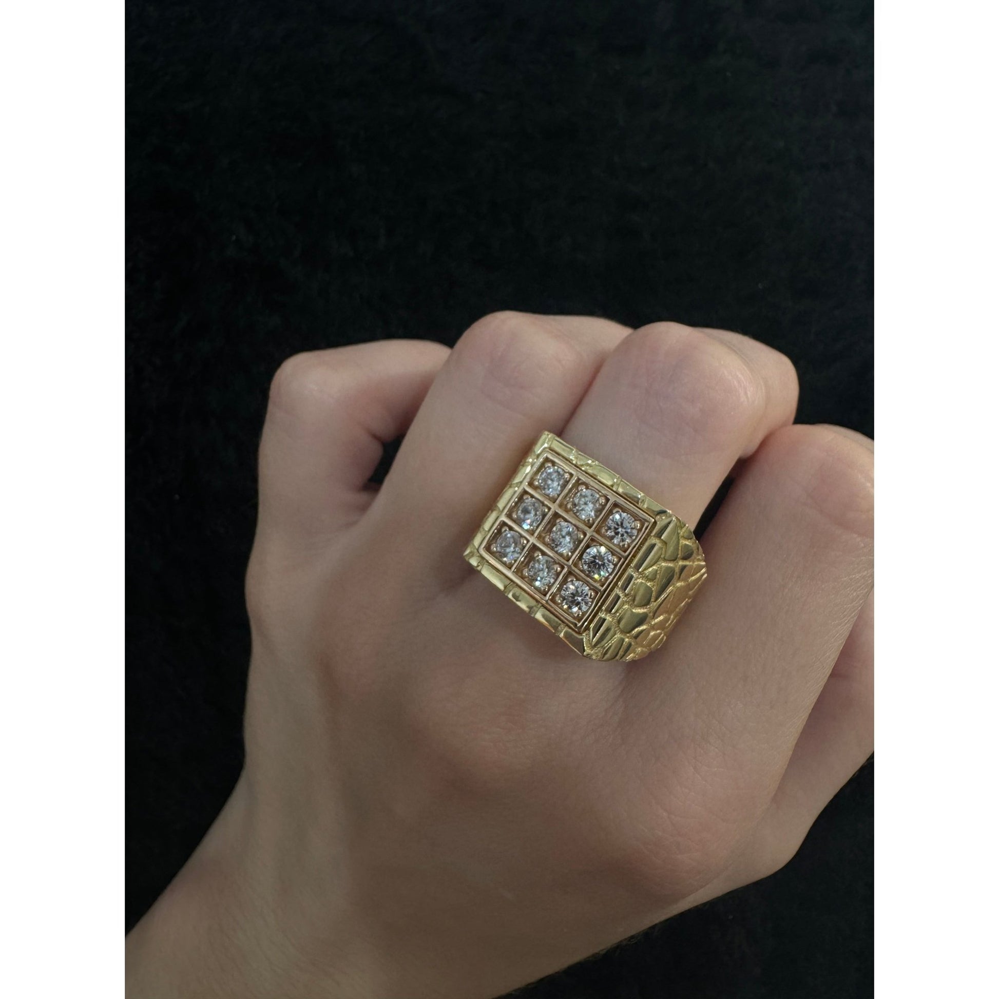 14K Square with rose gold detail Ring - Miami Jewelry