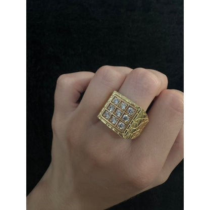 14K Square with rose gold detail Ring - Miami Jewelry