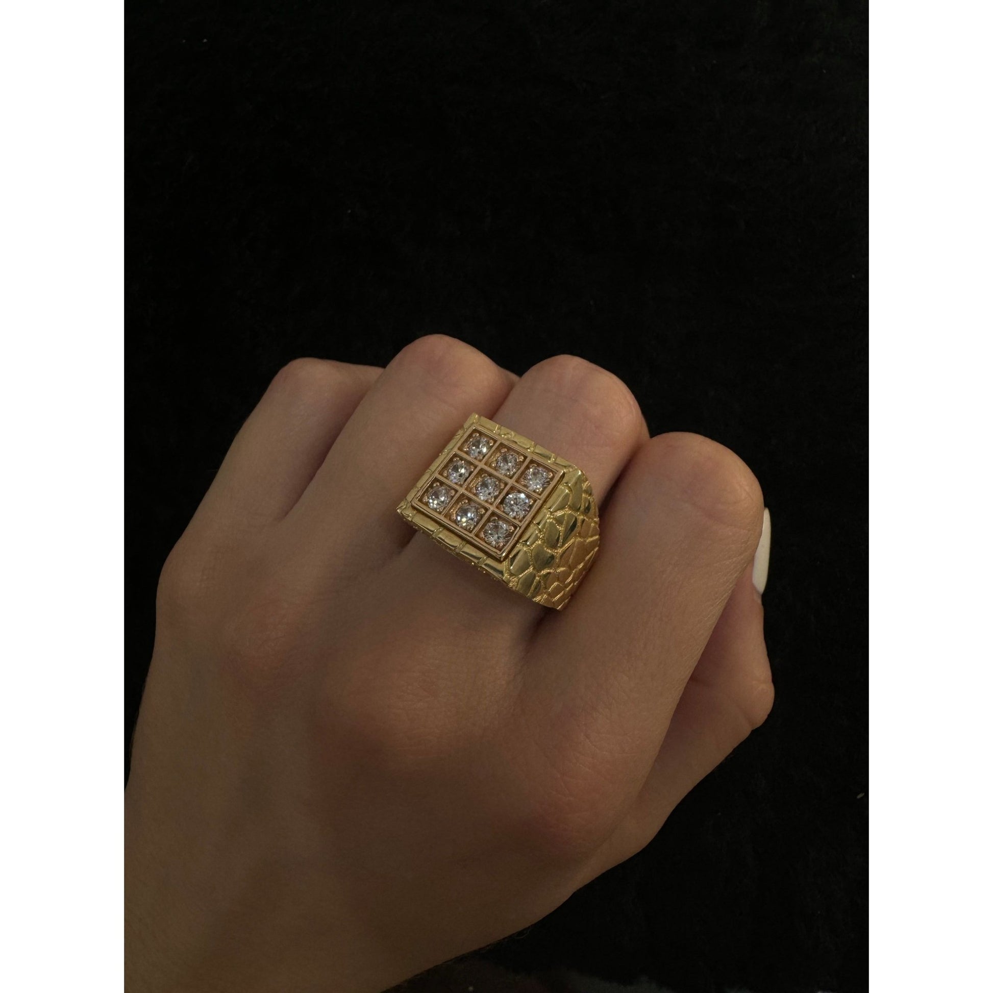 14K Square with rose gold detail Ring - Miami Jewelry