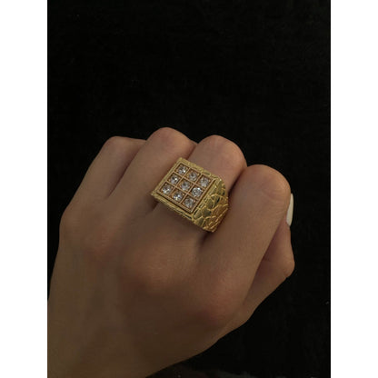14K Square with rose gold detail Ring - Miami Jewelry