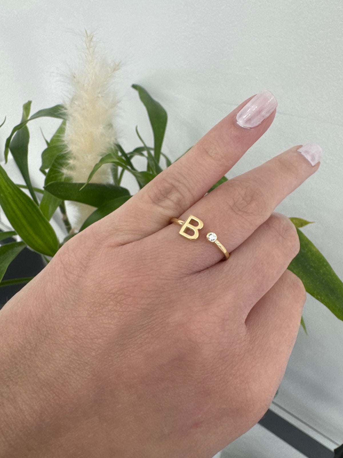 14K B Initial Ring