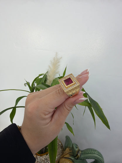 14k red stone ring