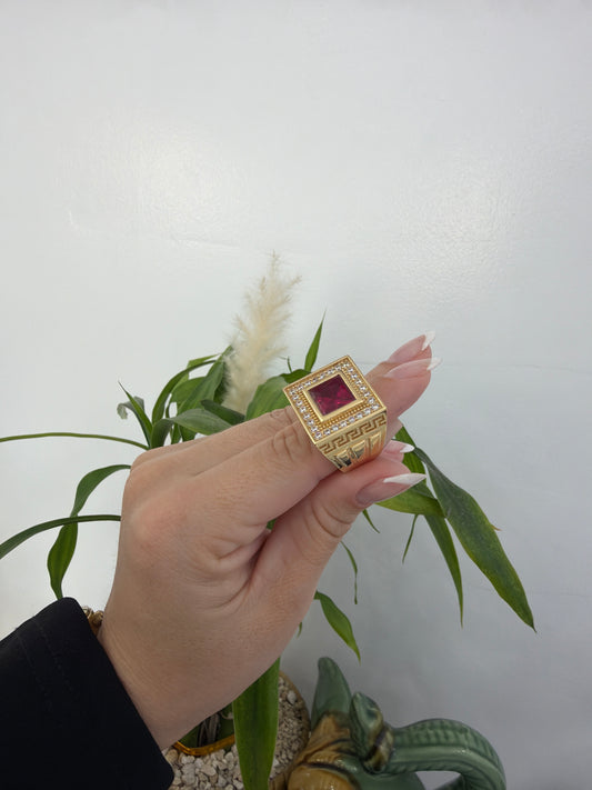 14k red stone ring