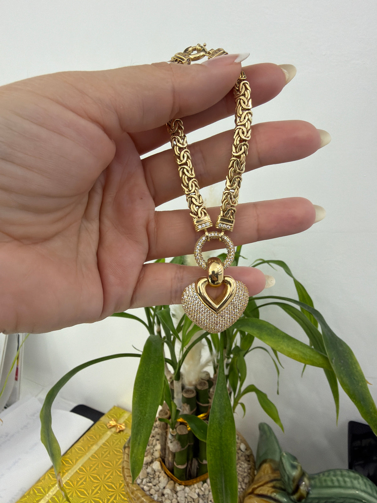 14k Heart Byzantine bracelet