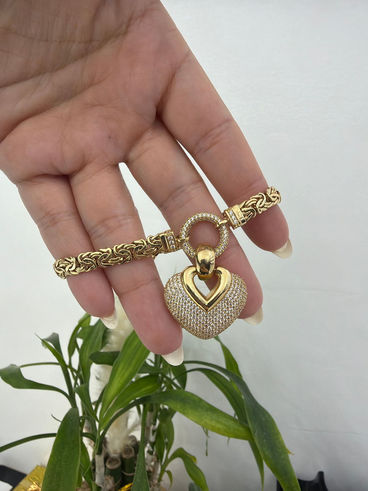 14k Heart Byzantine bracelet