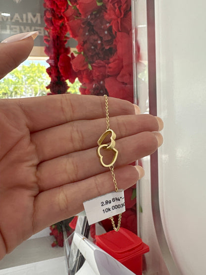 10K Doble Heart Bracelet