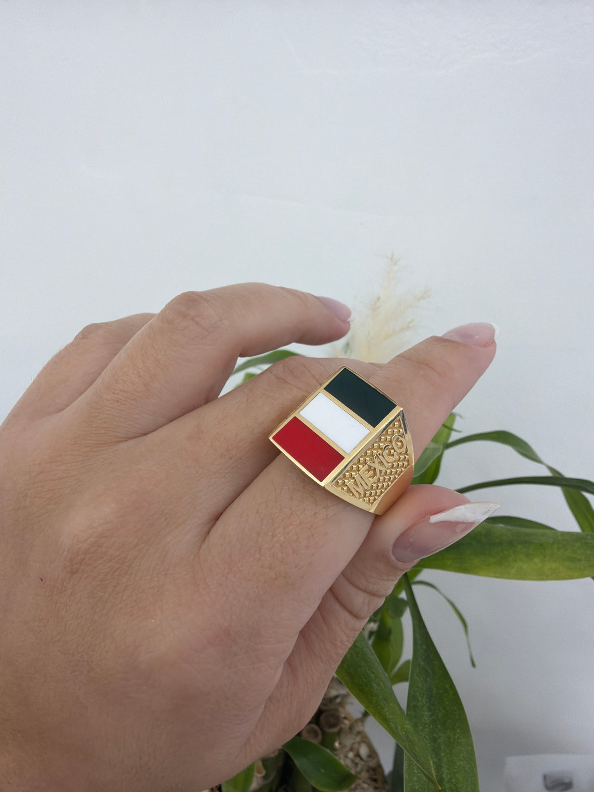 14k México flag ring