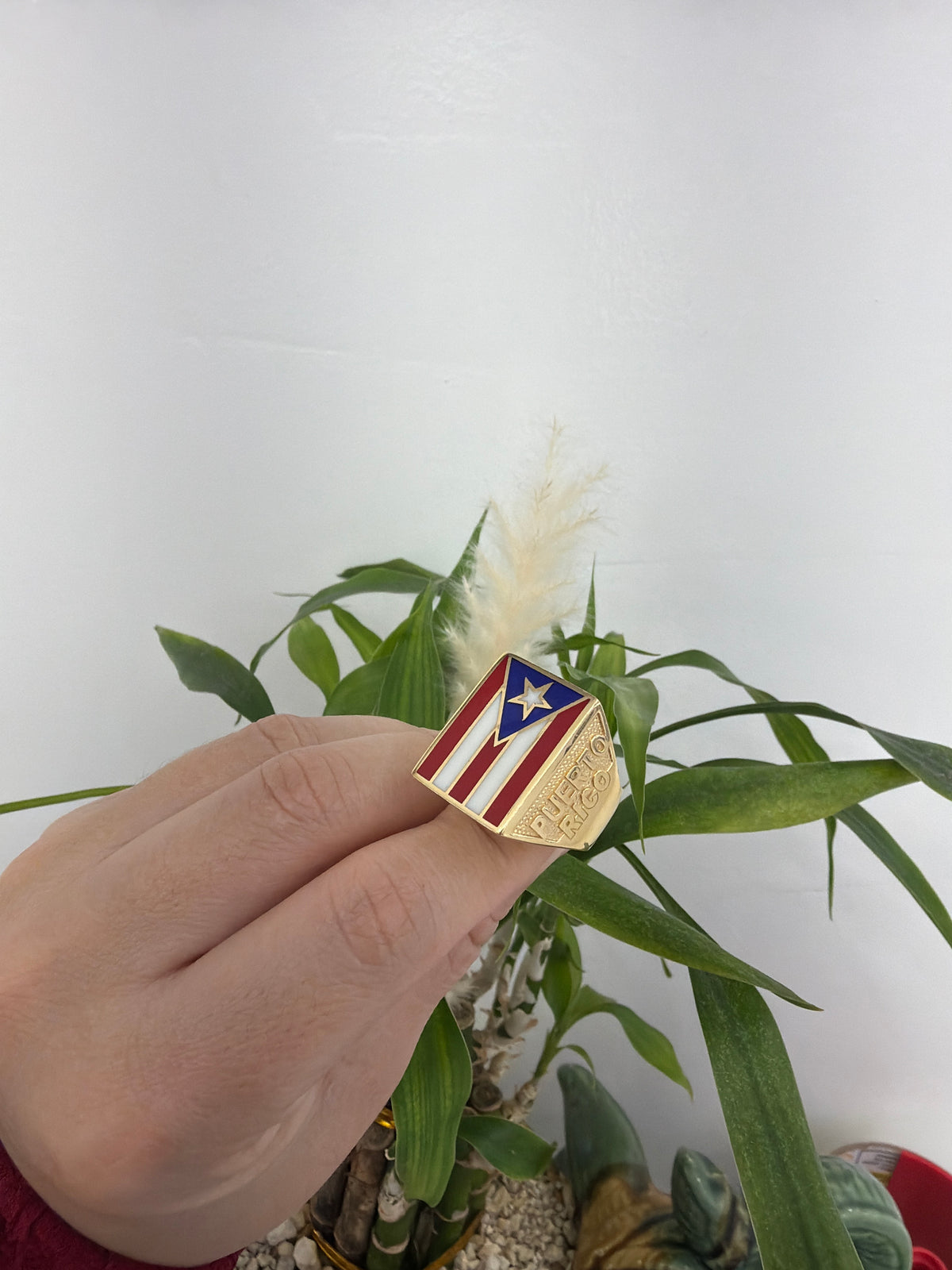 14k Puerto Rico  flag ring