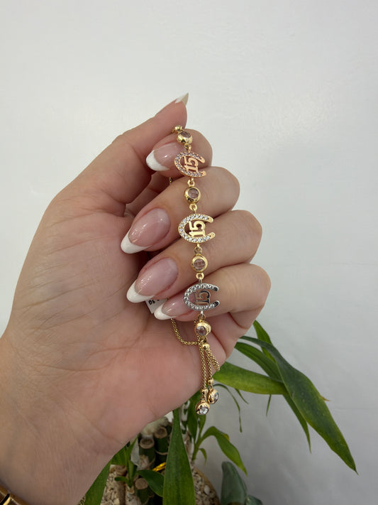 14k Quinceañera bracelet