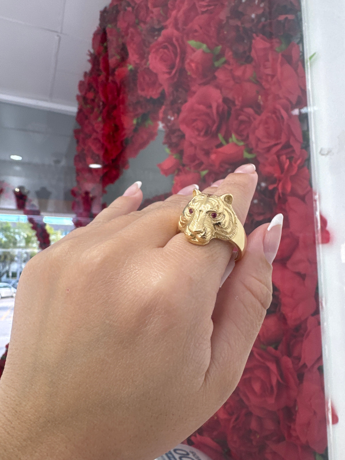 14k tiger ring