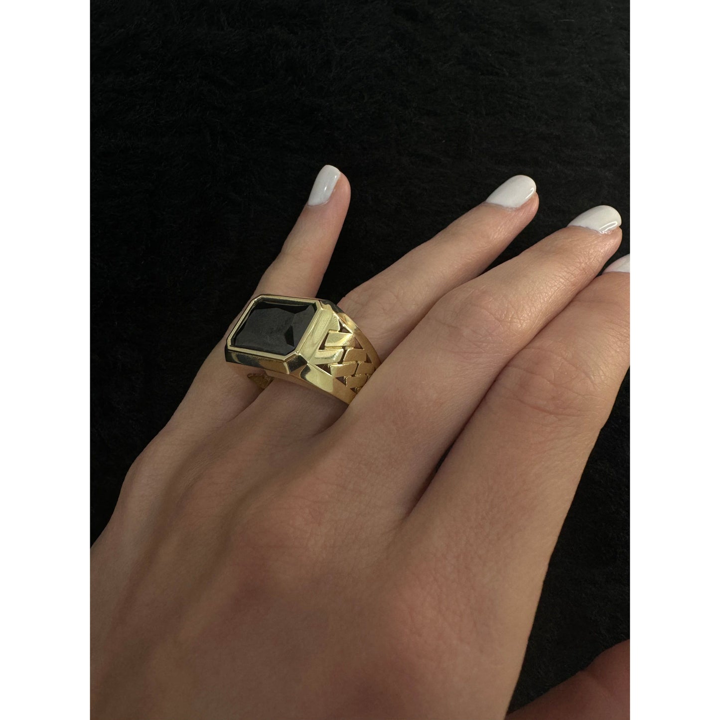 10K Black Stone Ring