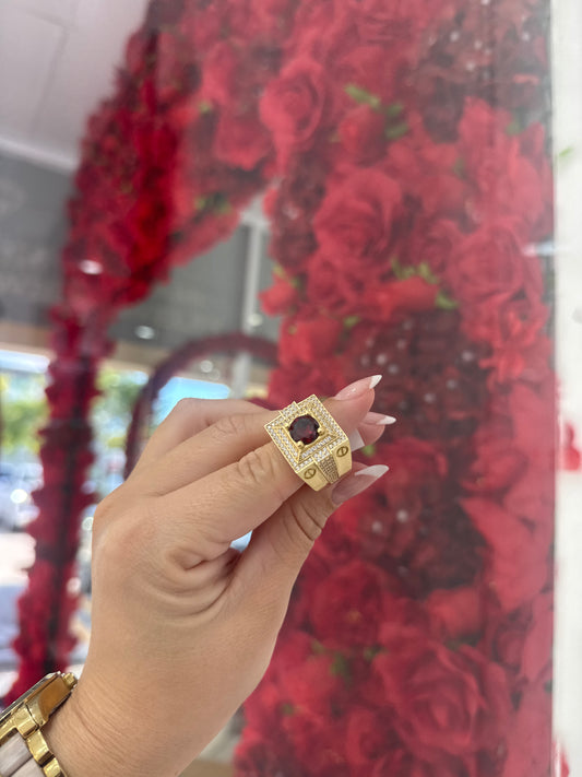 14k red stone ring