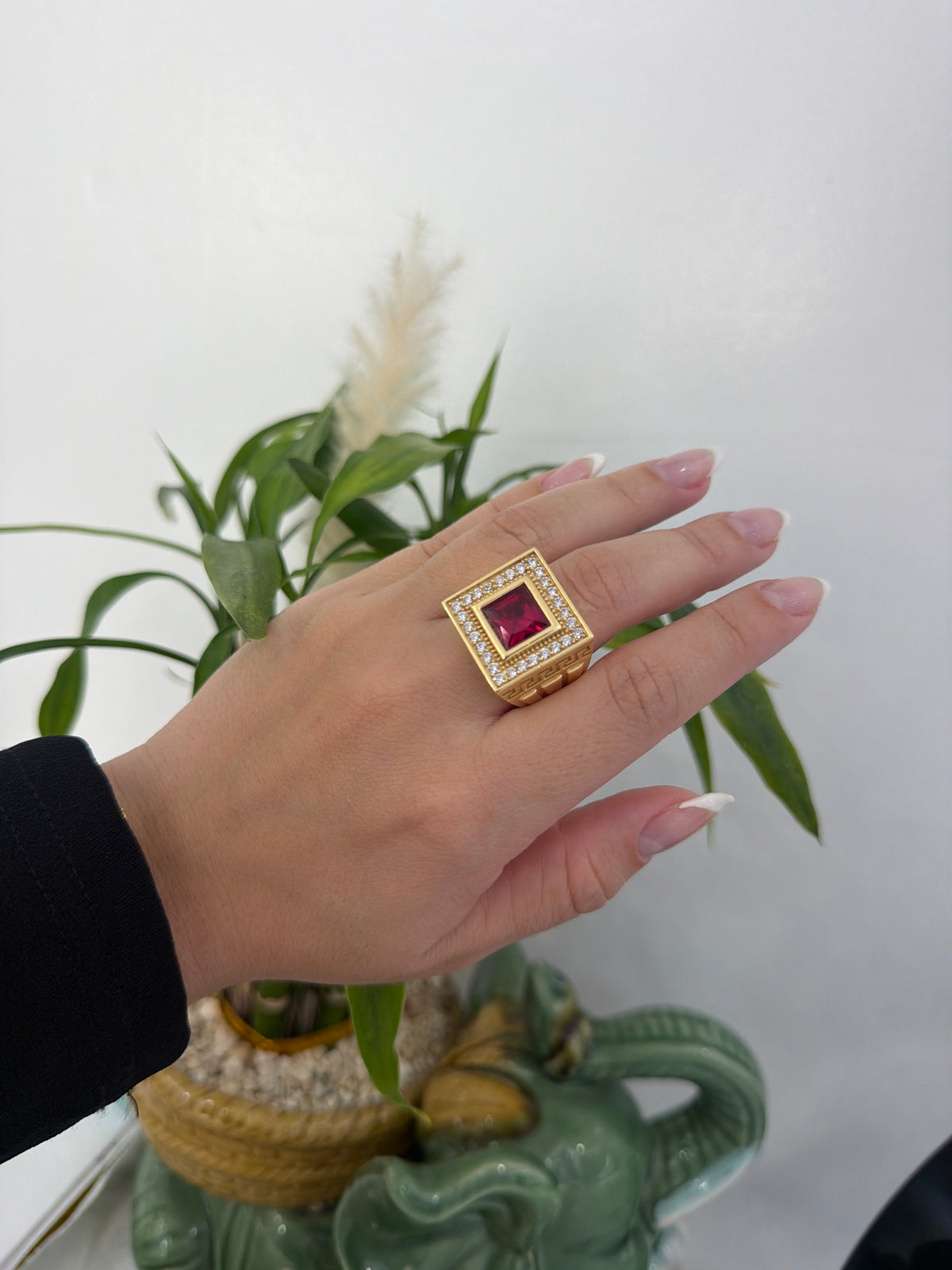 14k red stone ring