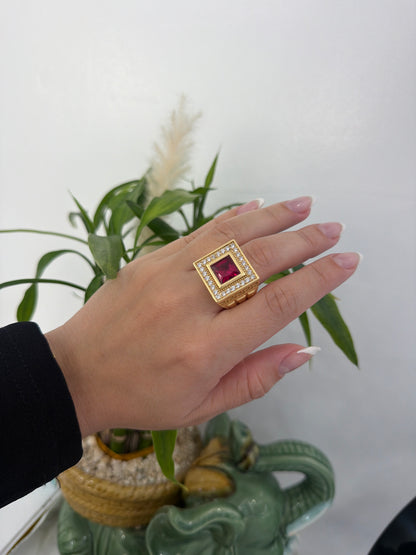 14k red stone ring