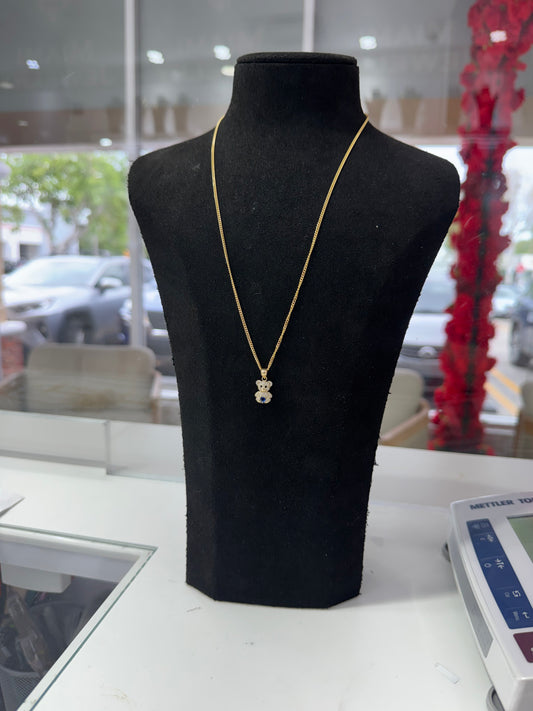 10K Blue Bear Pendant + Chain