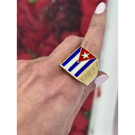 14K Cuban Flag Ring
