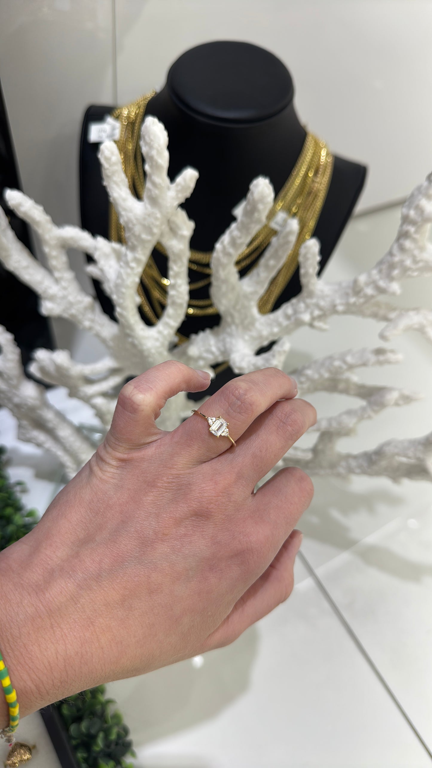 10K White Stone Ring