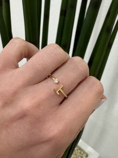 14K T Initial Ring