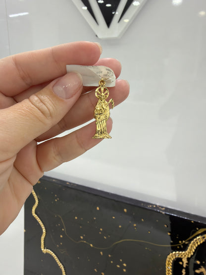 14k Turkish eye bracelet and Santa muerte 10k charm