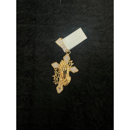 14k Hand with Cross Charm - Lightweight and Comfortable Jewelry for Everyday Use