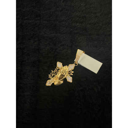 14k Hand with Cross Charm - Lightweight and Comfortable Jewelry for Everyday Use