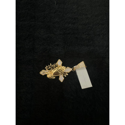 14k Hand with Cross Charm - Lightweight and Comfortable Jewelry for Everyday Use