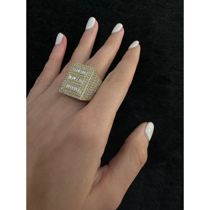 14K White Stone Ring